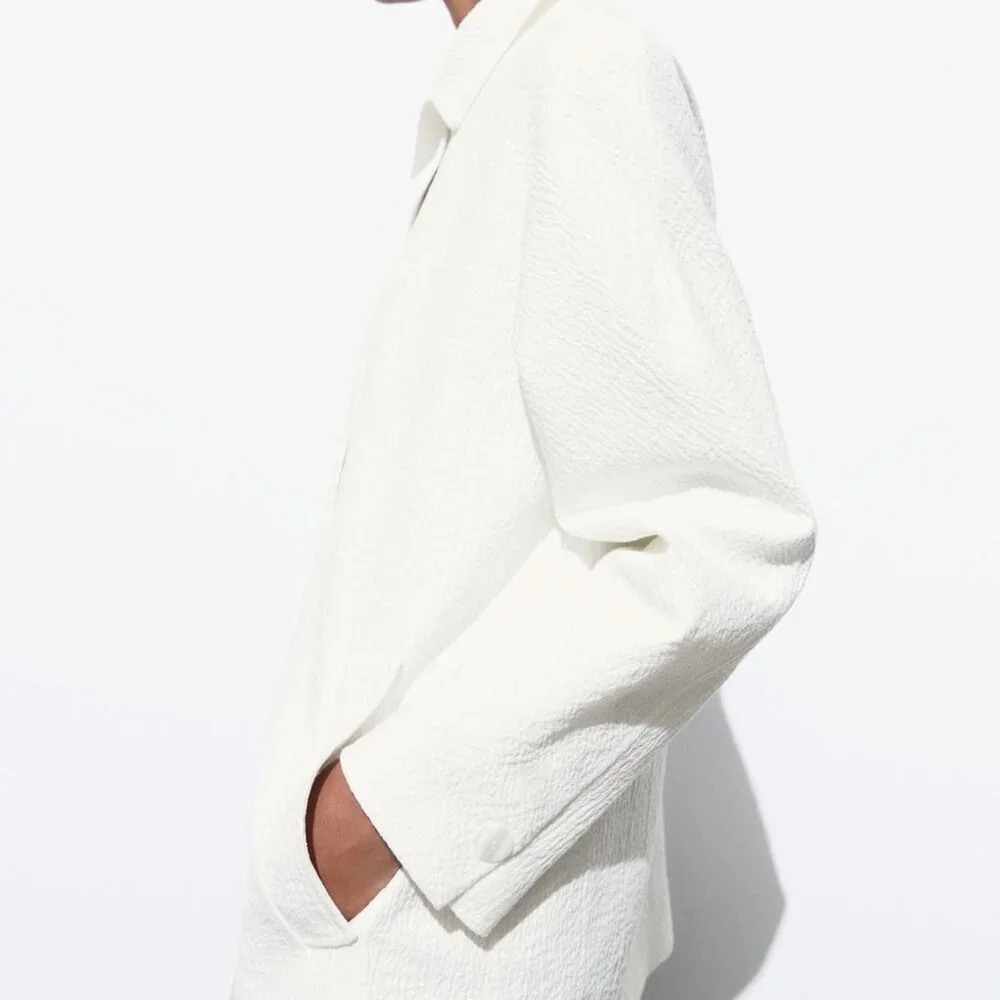 Zara Women TEXTURED COAT Size M NEW WITH TAG! - Picture 3 of 9